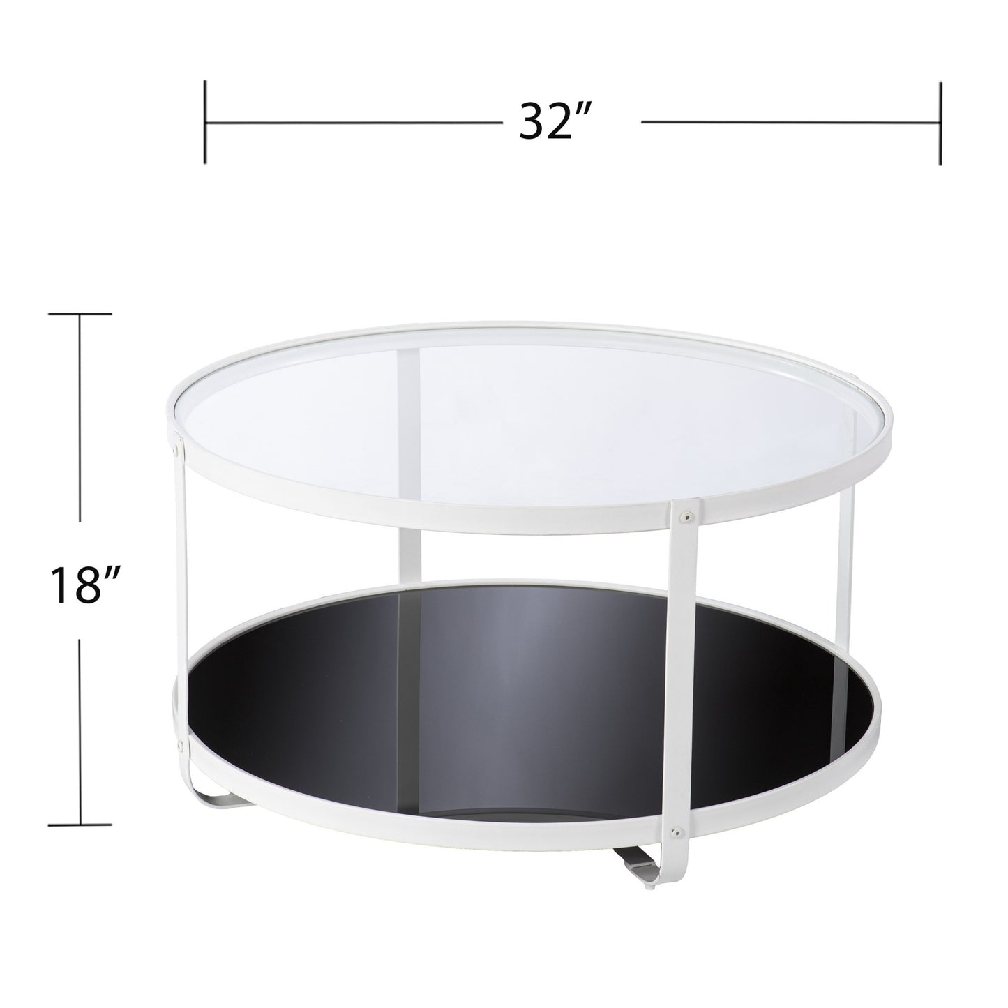 32" White Glass And Metal Two Tier Round Coffee Table By Homeroots | Coffee Tables | Modishstore - 6