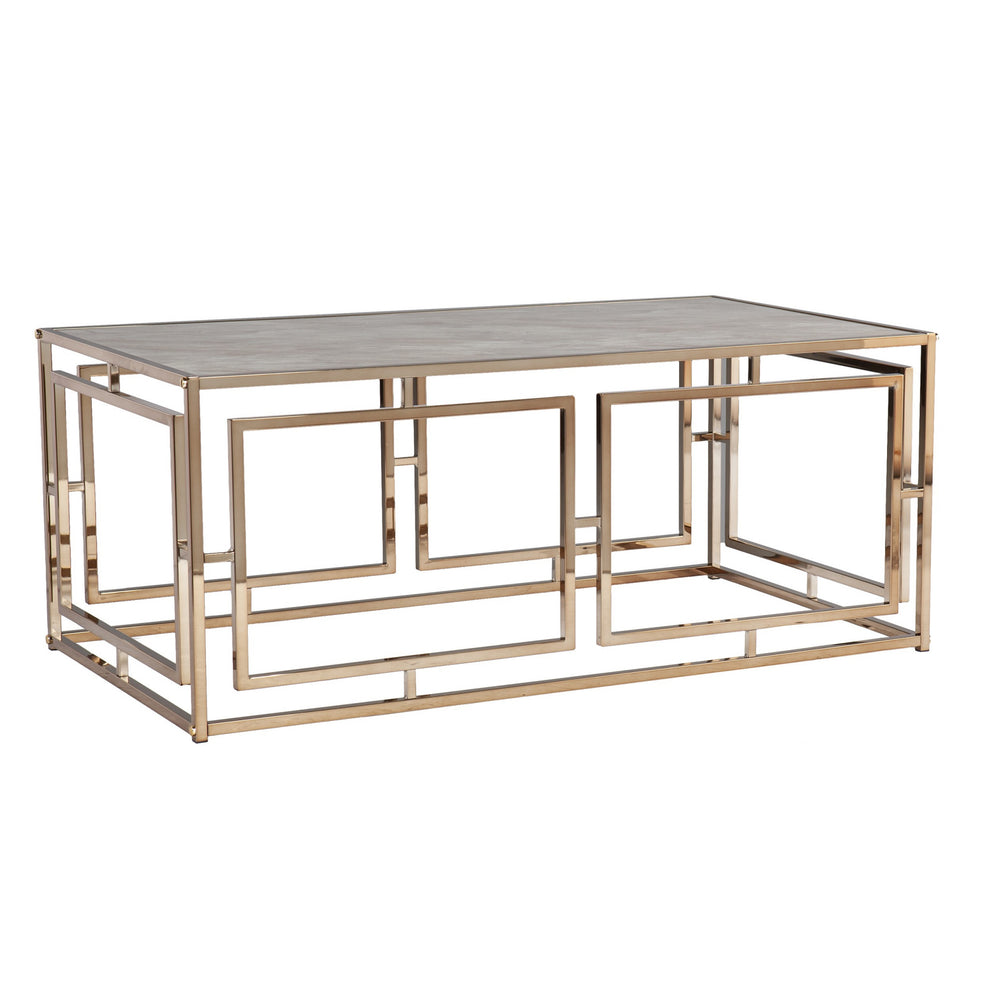 44" Champagne Glass And Metal Rectangular Coffee Table By Homeroots | Coffee Tables | Modishstore - 4