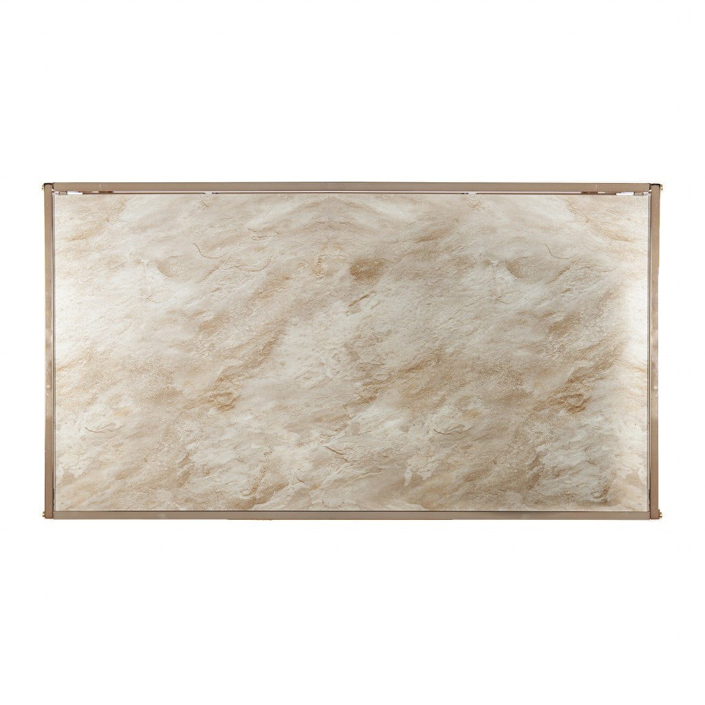 44" Champagne Glass And Metal Rectangular Coffee Table By Homeroots | Coffee Tables | Modishstore - 5