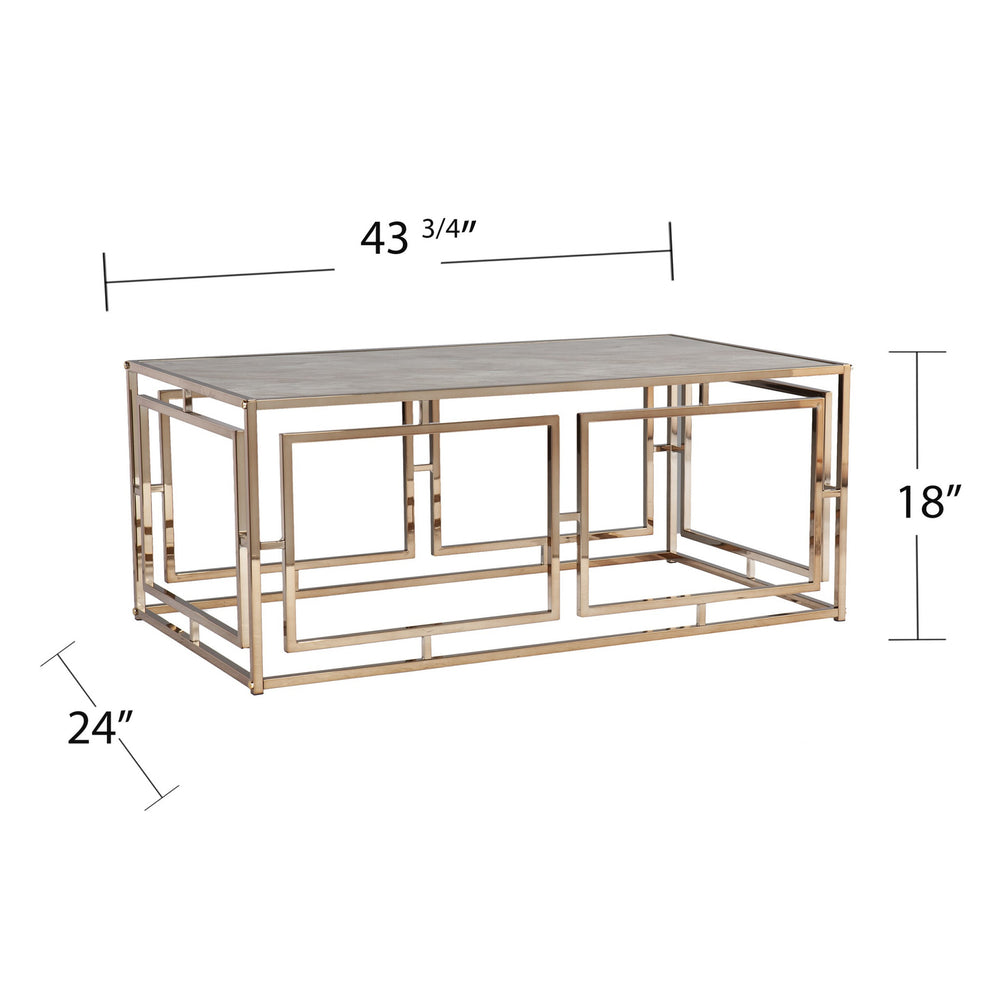 44" Champagne Glass And Metal Rectangular Coffee Table By Homeroots | Coffee Tables | Modishstore - 8