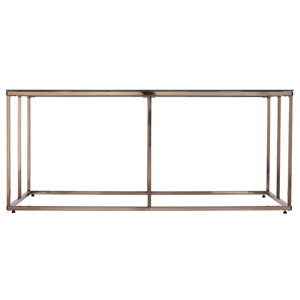 42" Champagne Glass And Metal Geometric Coffee Table By Homeroots | Coffee Tables | Modishstore - 2