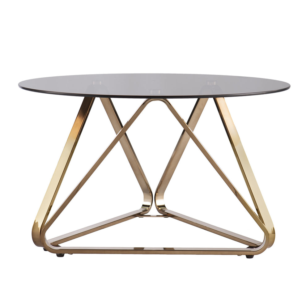 31" Champagne Glass And Metal Round Coffee Table By Homeroots | Coffee Tables | Modishstore - 2