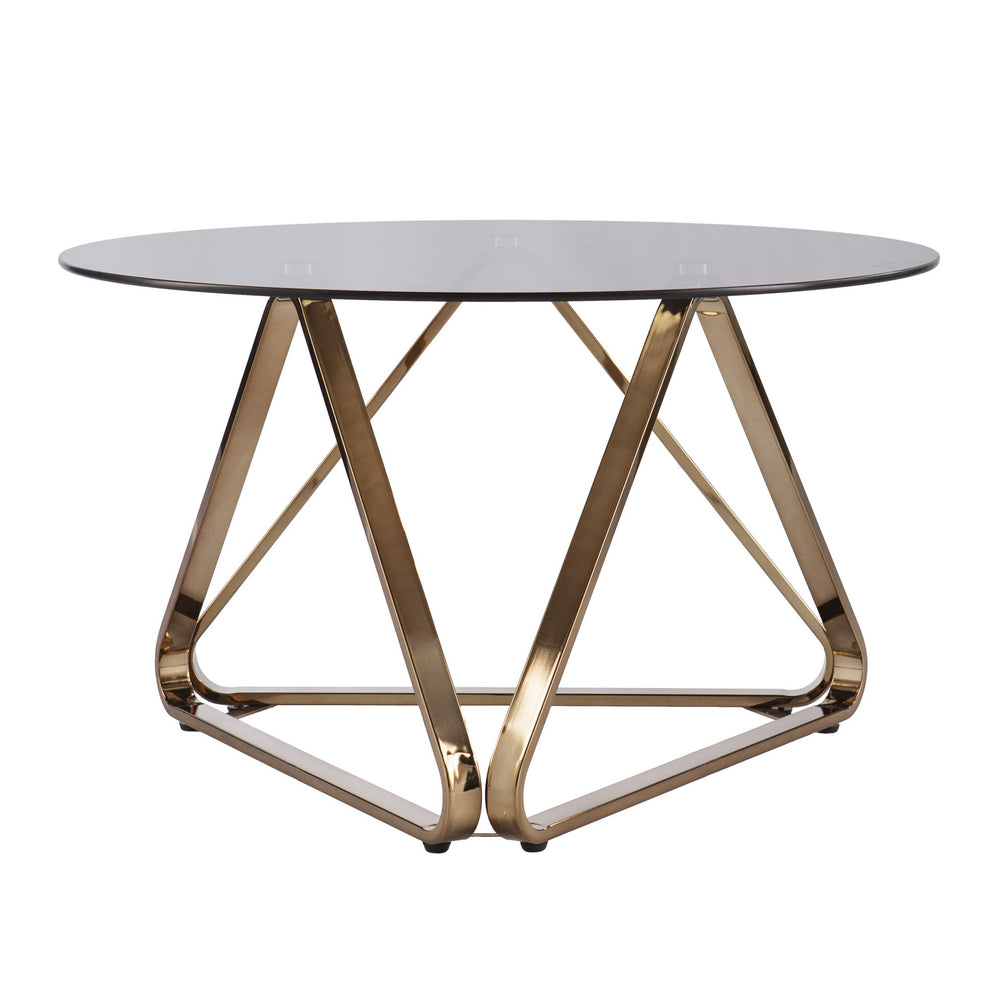31" Champagne Glass And Metal Round Coffee Table By Homeroots | Coffee Tables | Modishstore - 4