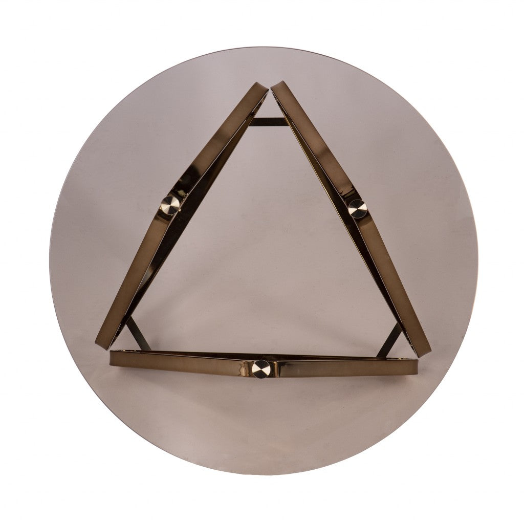 31" Champagne Glass And Metal Round Coffee Table By Homeroots | Coffee Tables | Modishstore - 5