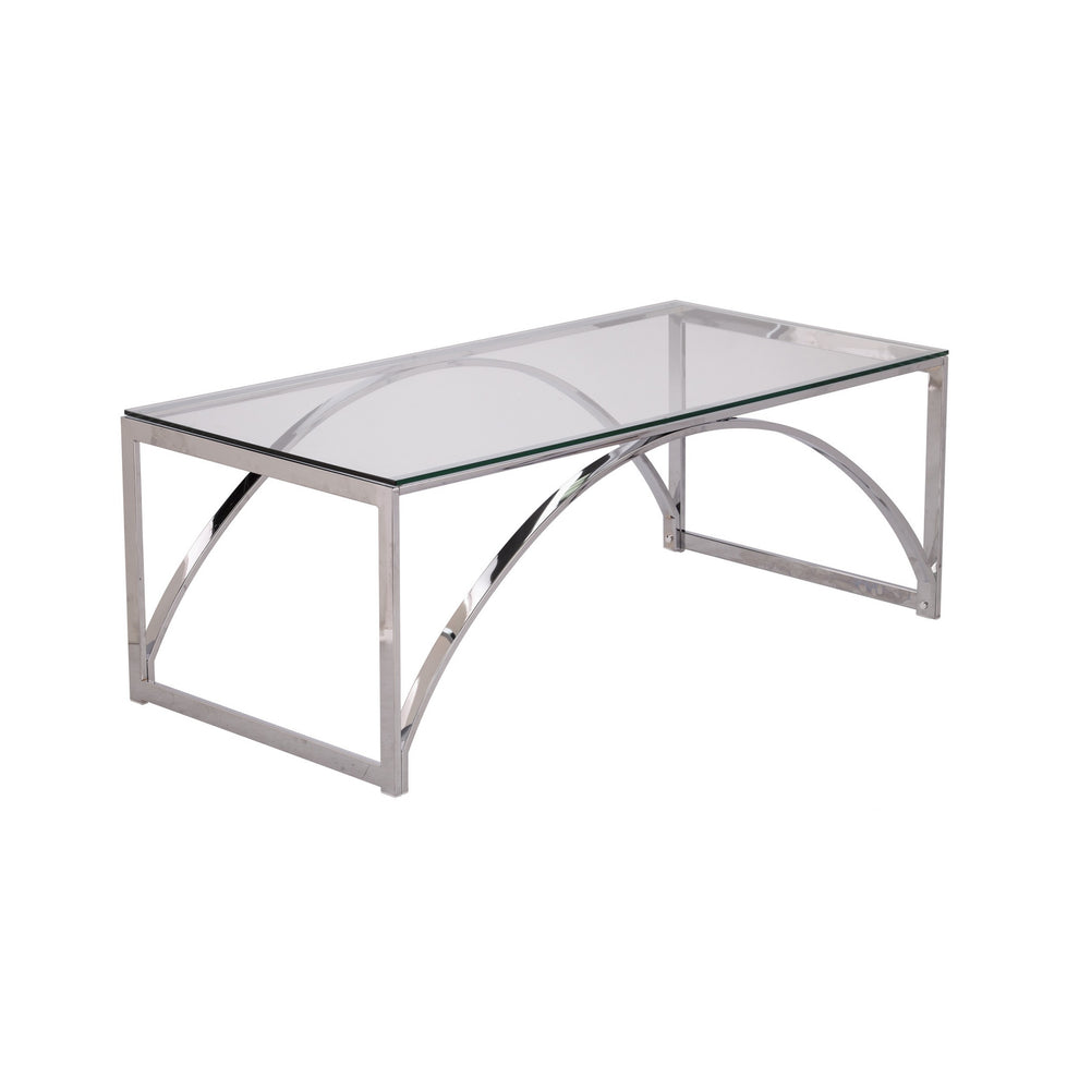 48" Chrome Glass And Metal Rectangular Coffee Table By Homeroots | Coffee Tables | Modishstore - 3