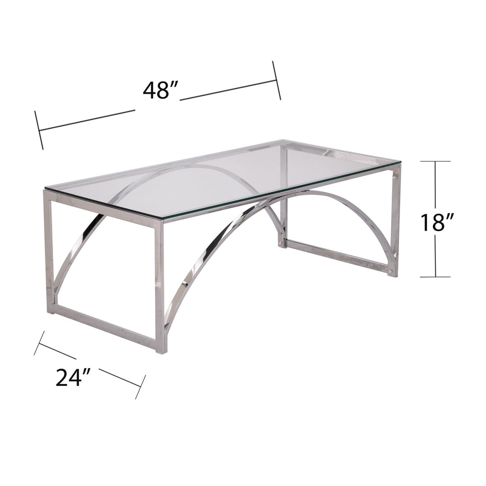 48" Chrome Glass And Metal Rectangular Coffee Table By Homeroots | Coffee Tables | Modishstore - 6