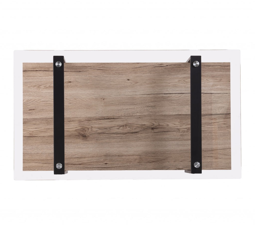 42" Natural And Natural Brown Glass And Metal Rectangular Coffee Table By Homeroots | Coffee Tables | Modishstore - 5