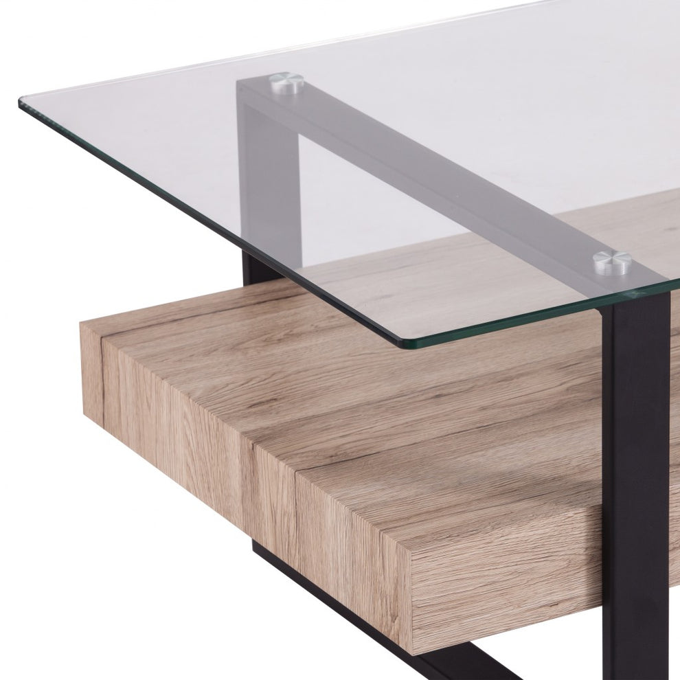 42" Natural And Natural Brown Glass And Metal Rectangular Coffee Table By Homeroots | Coffee Tables | Modishstore - 6