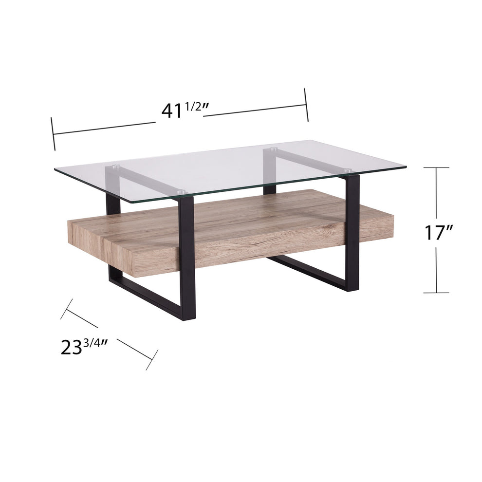 42" Natural And Natural Brown Glass And Metal Rectangular Coffee Table By Homeroots | Coffee Tables | Modishstore - 7