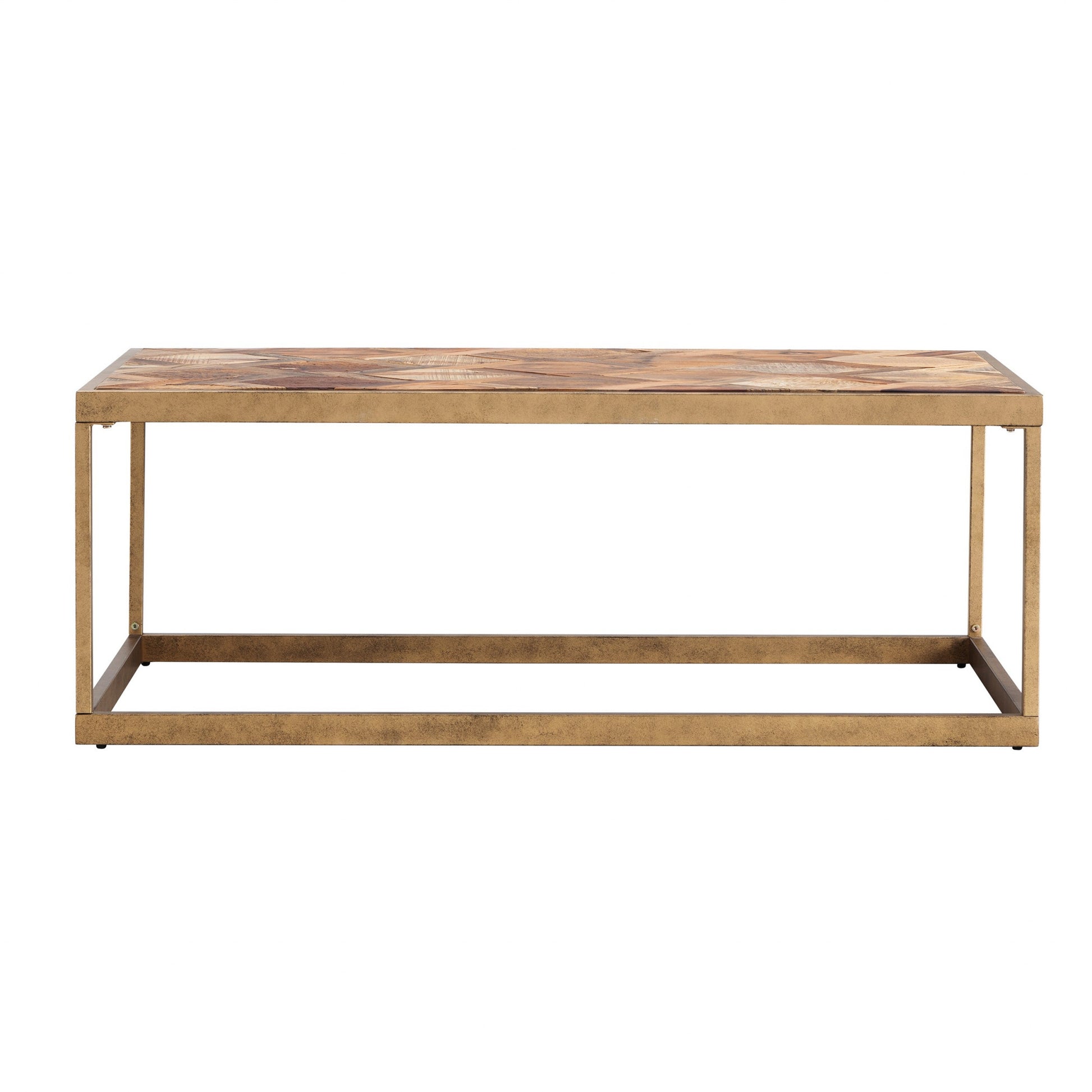48" Natural And Natural Brown Solid Wood And Metal Rectangular Coffee Table By Homeroots | Coffee Tables | Modishstore - 2