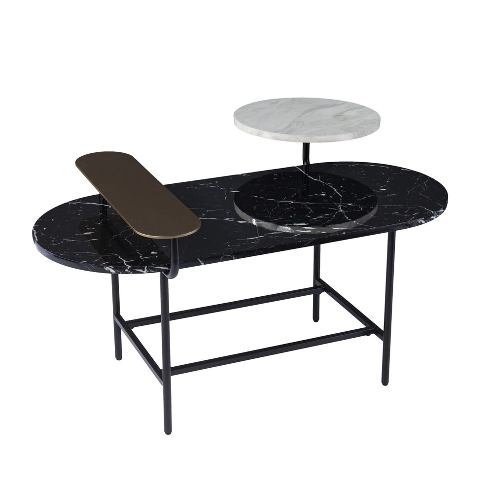 42" Black Manufactured Wood And Metal Free Form Coffee Table By Homeroots | Coffee Tables | Modishstore - 3