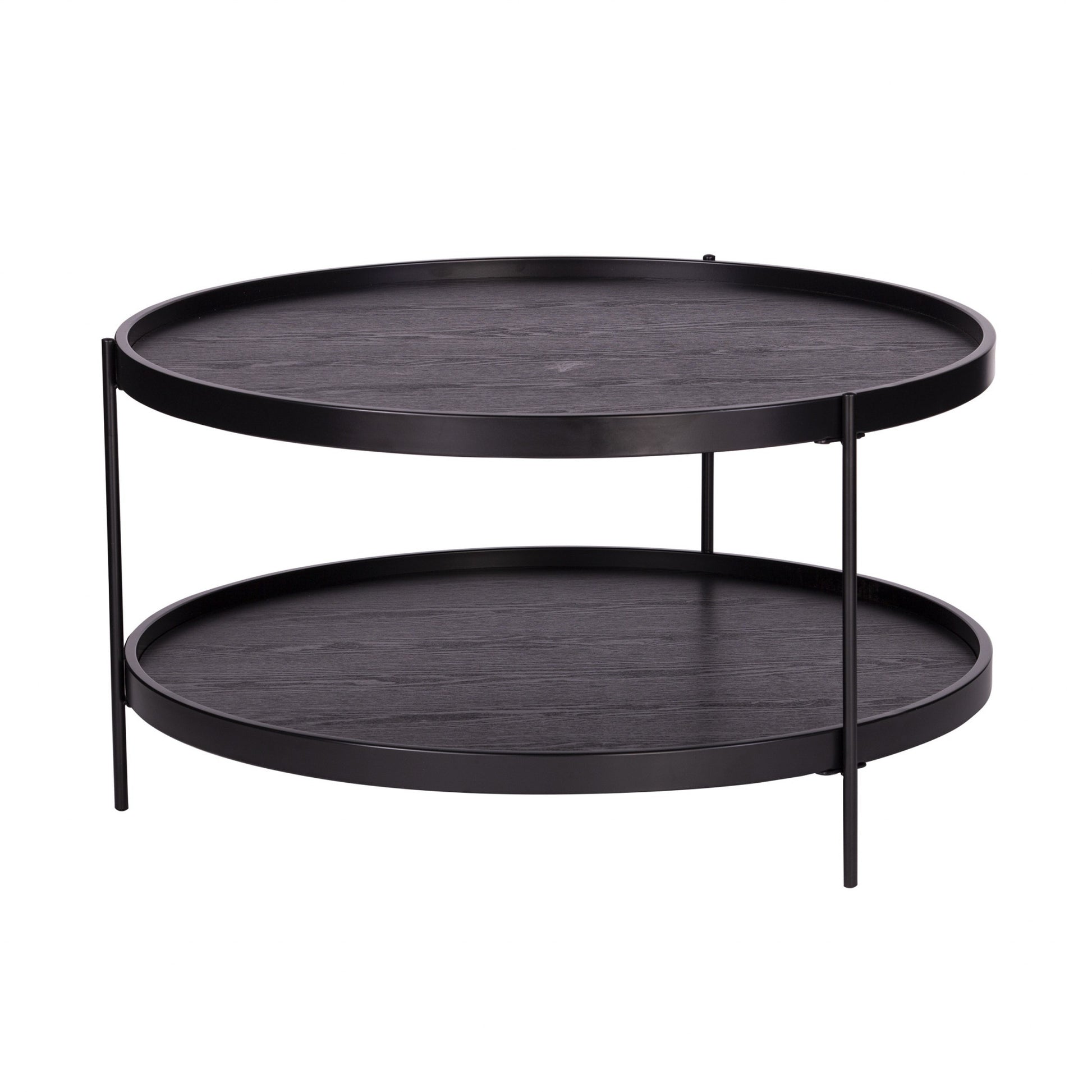 33" Black Manufactured Wood And Metal Round Coffee Table By Homeroots | Coffee Tables | Modishstore - 2