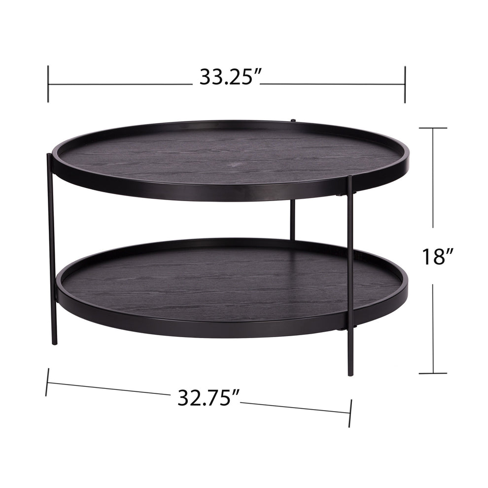 33" Black Manufactured Wood And Metal Round Coffee Table By Homeroots | Coffee Tables | Modishstore - 6