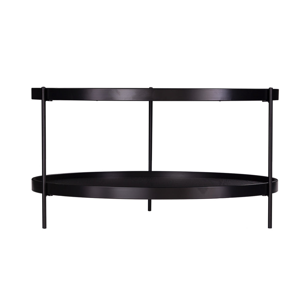 33" Black Manufactured Wood And Metal Round Coffee Table By Homeroots | Coffee Tables | Modishstore - 7