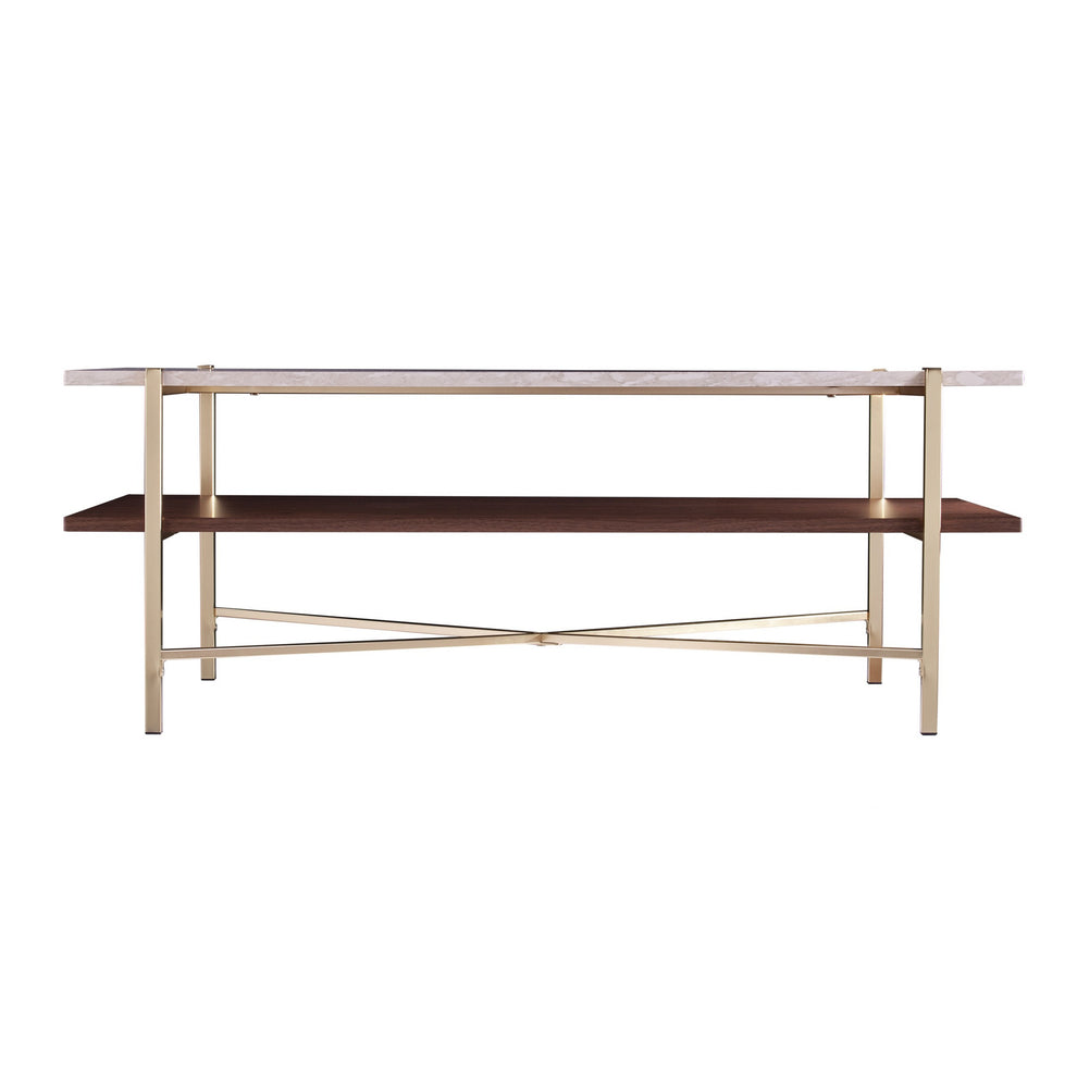 47" Brass Manufactured Wood And Metal Rectangular Coffee Table By Homeroots | Coffee Tables | Modishstore - 2