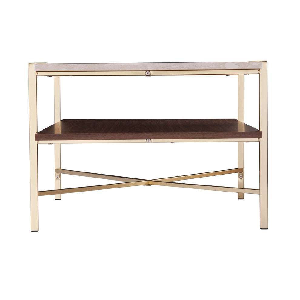 47" Brass Manufactured Wood And Metal Rectangular Coffee Table By Homeroots | Coffee Tables | Modishstore - 4