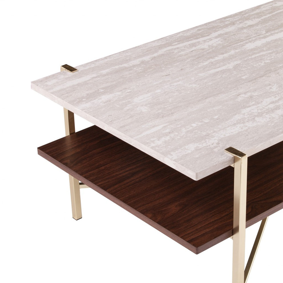 47" Brass Manufactured Wood And Metal Rectangular Coffee Table By Homeroots | Coffee Tables | Modishstore - 6