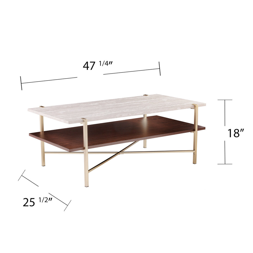 47" Brass Manufactured Wood And Metal Rectangular Coffee Table By Homeroots | Coffee Tables | Modishstore - 7