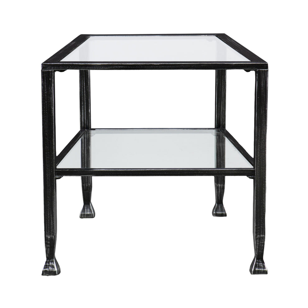 48" Black Glass And Metal Rectangular Coffee Table By Homeroots | Coffee Tables | Modishstore - 3