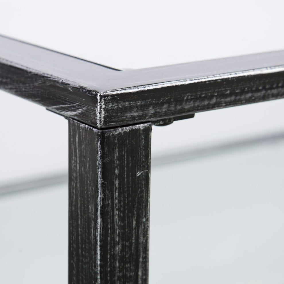 48" Black Glass And Metal Rectangular Coffee Table By Homeroots | Coffee Tables | Modishstore - 7