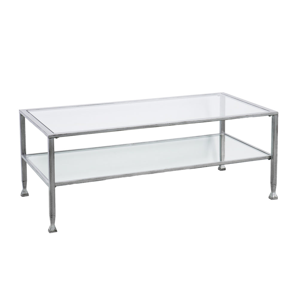 48" Silver Glass And Metal Rectangular Coffee Table By Homeroots | Coffee Tables | Modishstore - 2