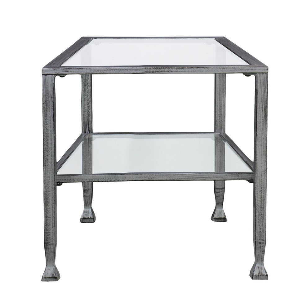 48" Silver Glass And Metal Rectangular Coffee Table By Homeroots | Coffee Tables | Modishstore - 4