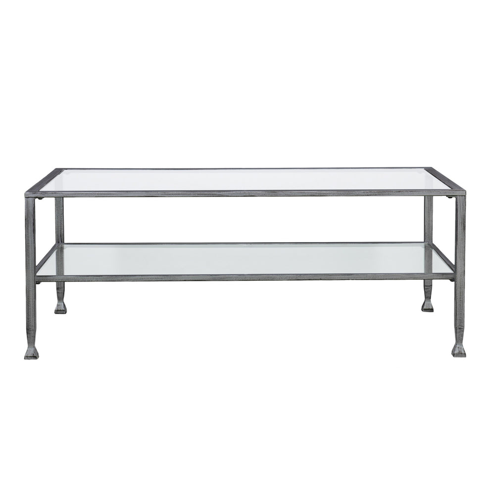 48" Silver Glass And Metal Rectangular Coffee Table By Homeroots | Coffee Tables | Modishstore - 5