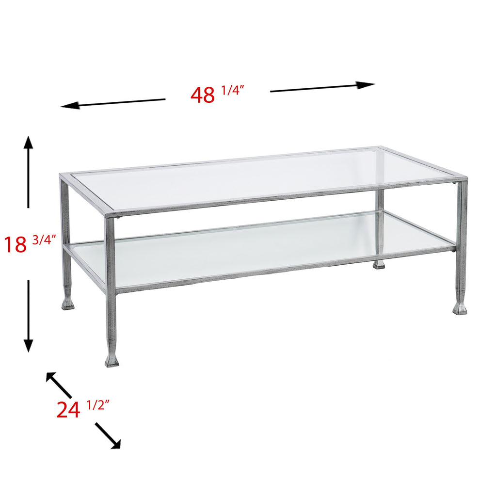 48" Silver Glass And Metal Rectangular Coffee Table By Homeroots | Coffee Tables | Modishstore - 8
