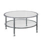 36" Silver Glass And Metal Round Coffee Table By Homeroots | Coffee Tables | Modishstore - 2