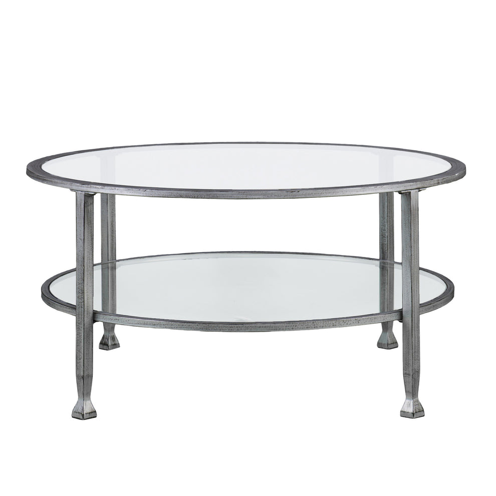 36" Silver Glass And Metal Round Coffee Table By Homeroots | Coffee Tables | Modishstore - 3