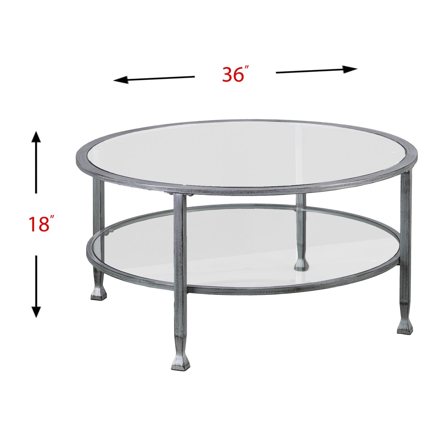 36" Silver Glass And Metal Round Coffee Table By Homeroots | Coffee Tables | Modishstore - 8