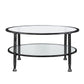 36" Black Glass And Metal Round Coffee Table By Homeroots | Coffee Tables | Modishstore - 3