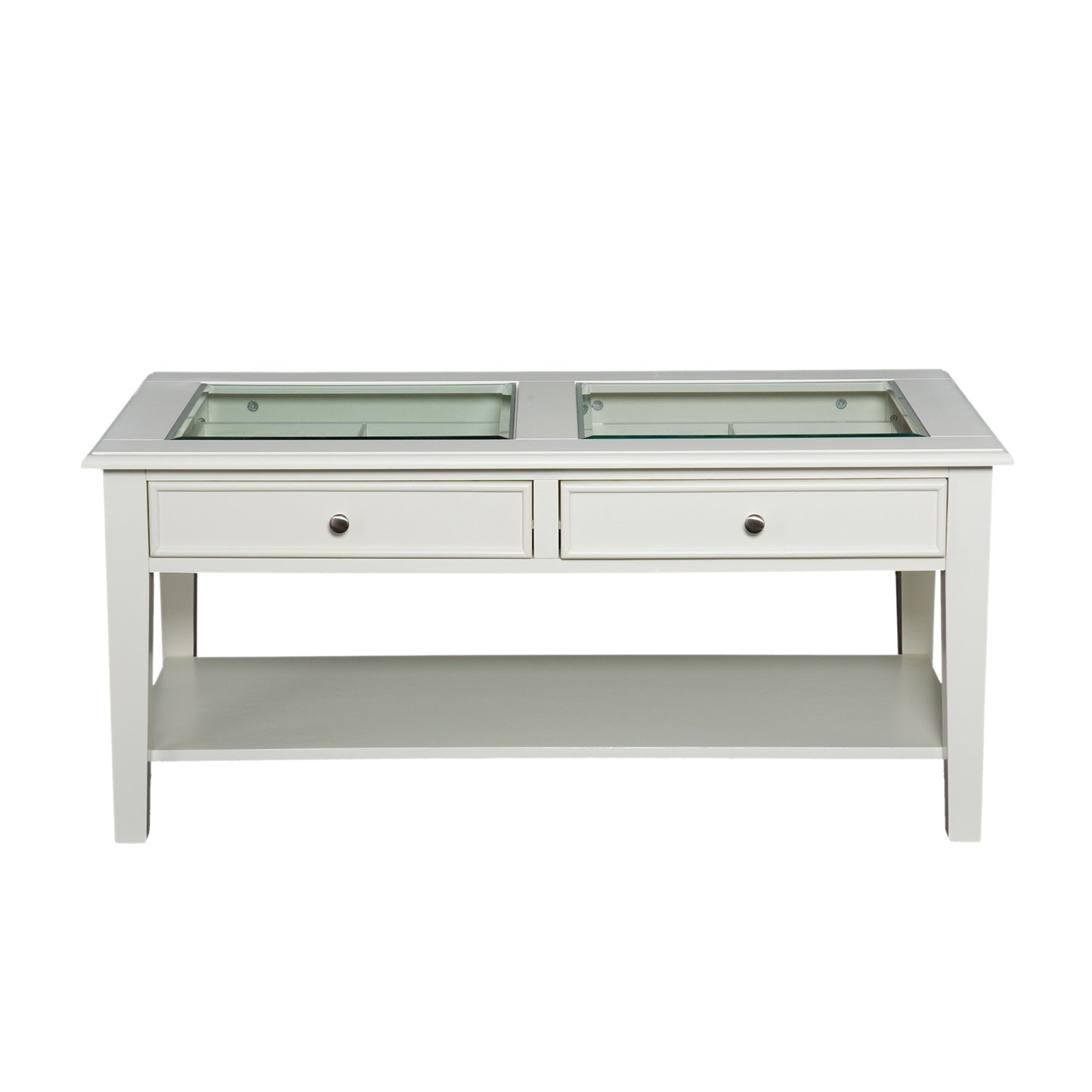 44" Off And White And Off-White Glass And Metal Rectangular Coffee Table By Homeroots | Coffee Tables | Modishstore