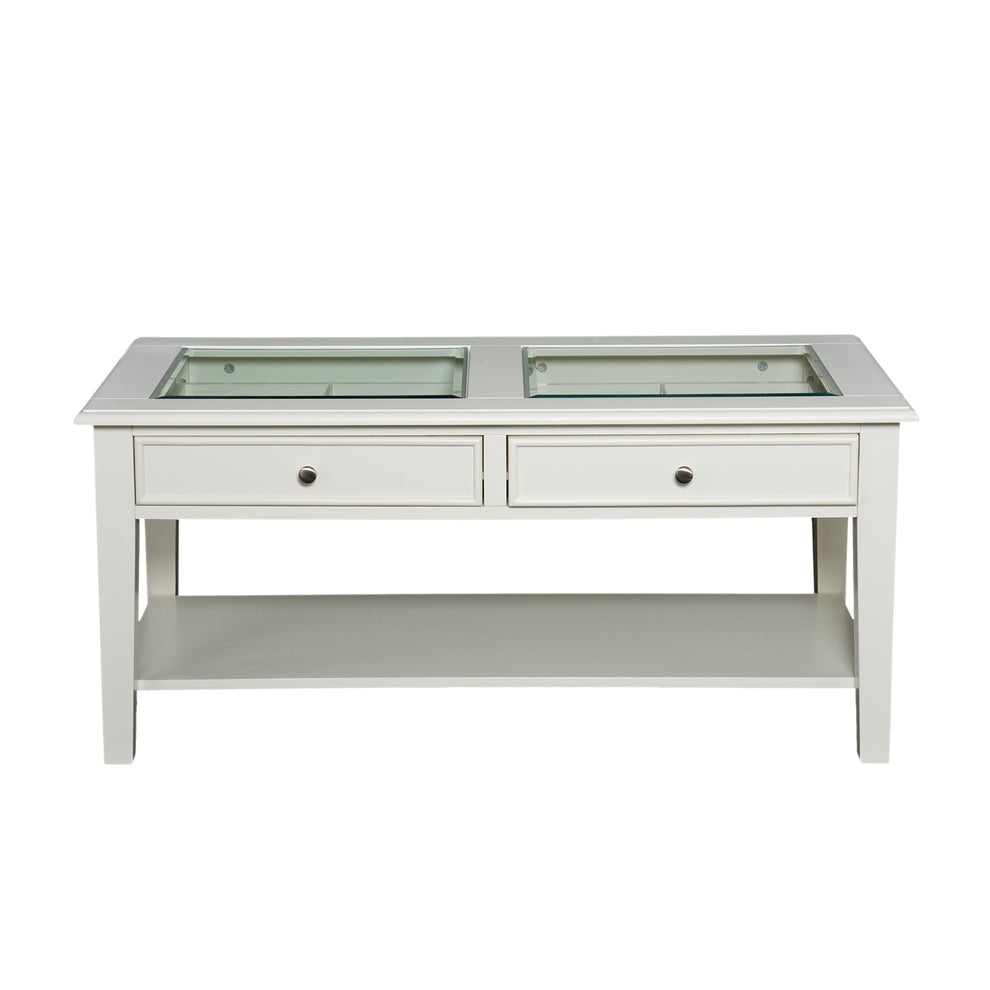 44" Off And White And Off-White Glass And Metal Rectangular Coffee Table By Homeroots | Coffee Tables | Modishstore - 2