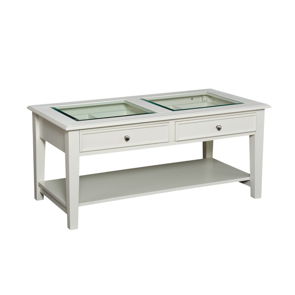 44" Off And White And Off-White Glass And Metal Rectangular Coffee Table By Homeroots | Coffee Tables | Modishstore - 3
