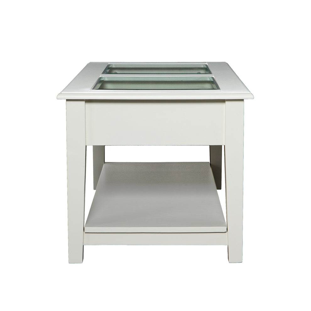 44" Off And White And Off-White Glass And Metal Rectangular Coffee Table By Homeroots | Coffee Tables | Modishstore - 4