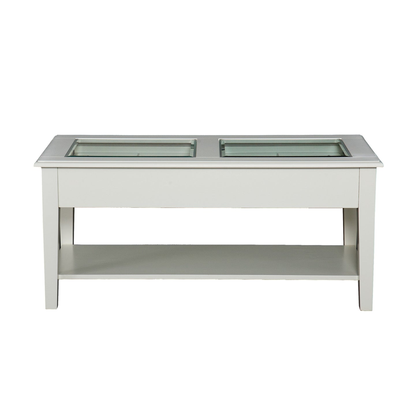 44" Off And White And Off-White Glass And Metal Rectangular Coffee Table By Homeroots | Coffee Tables | Modishstore - 4