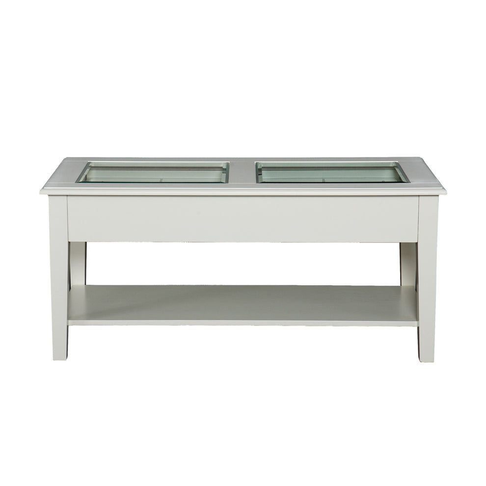 44" Off And White And Off-White Glass And Metal Rectangular Coffee Table By Homeroots | Coffee Tables | Modishstore - 5