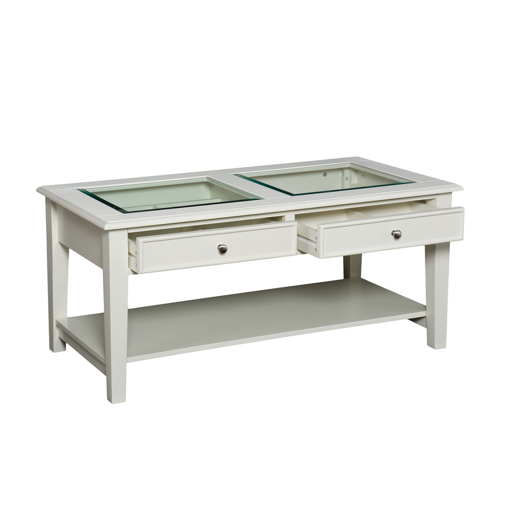 44" Off And White And Off-White Glass And Metal Rectangular Coffee Table By Homeroots | Coffee Tables | Modishstore - 7