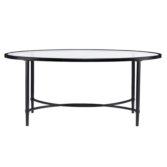45" Black Glass And Metal Oval Coffee Table By Homeroots | Coffee Tables | Modishstore