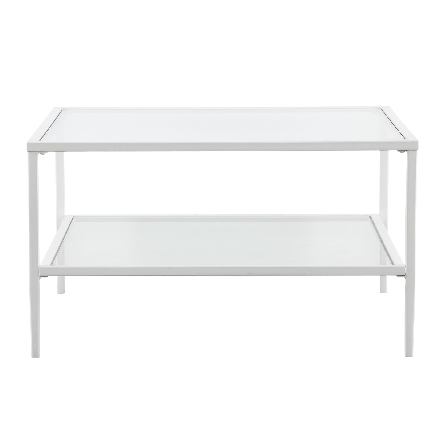 32" White Glass And Metal Square Coffee Table By Homeroots | Coffee Tables | Modishstore - 2