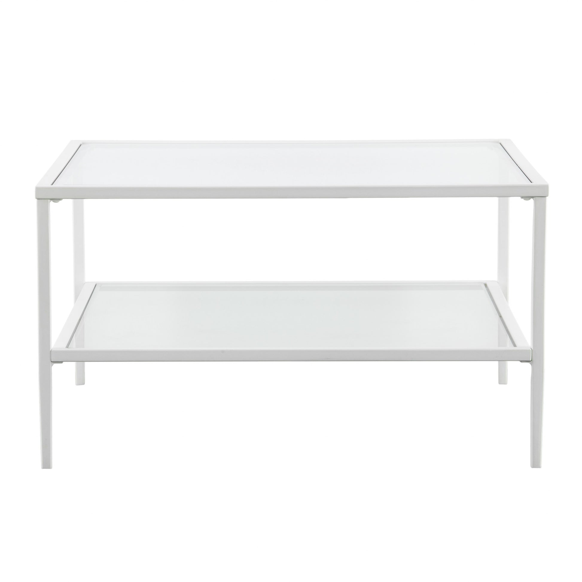 32" White Glass And Metal Square Coffee Table By Homeroots | Coffee Tables | Modishstore - 2