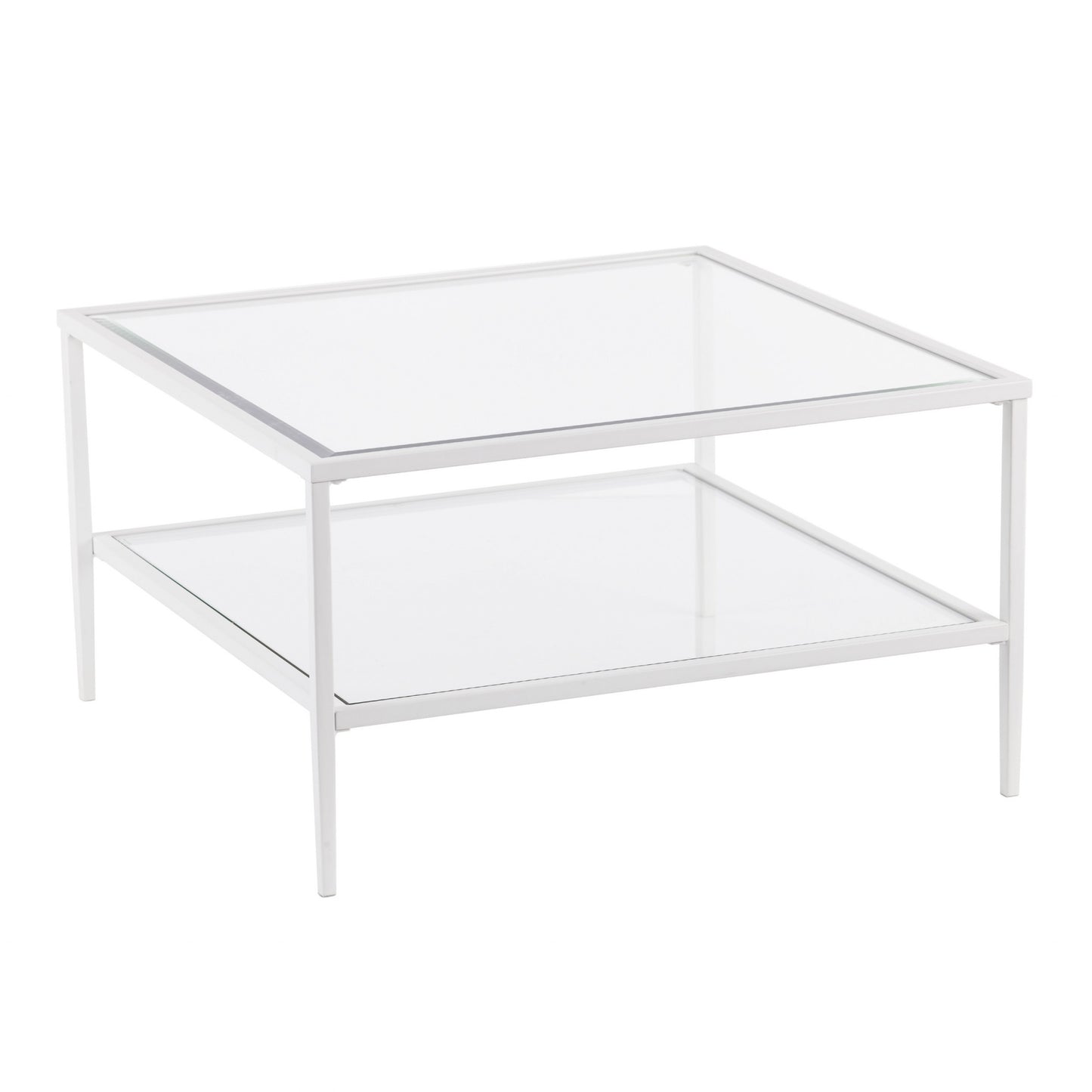 32" White Glass And Metal Square Coffee Table By Homeroots | Coffee Tables | Modishstore - 3