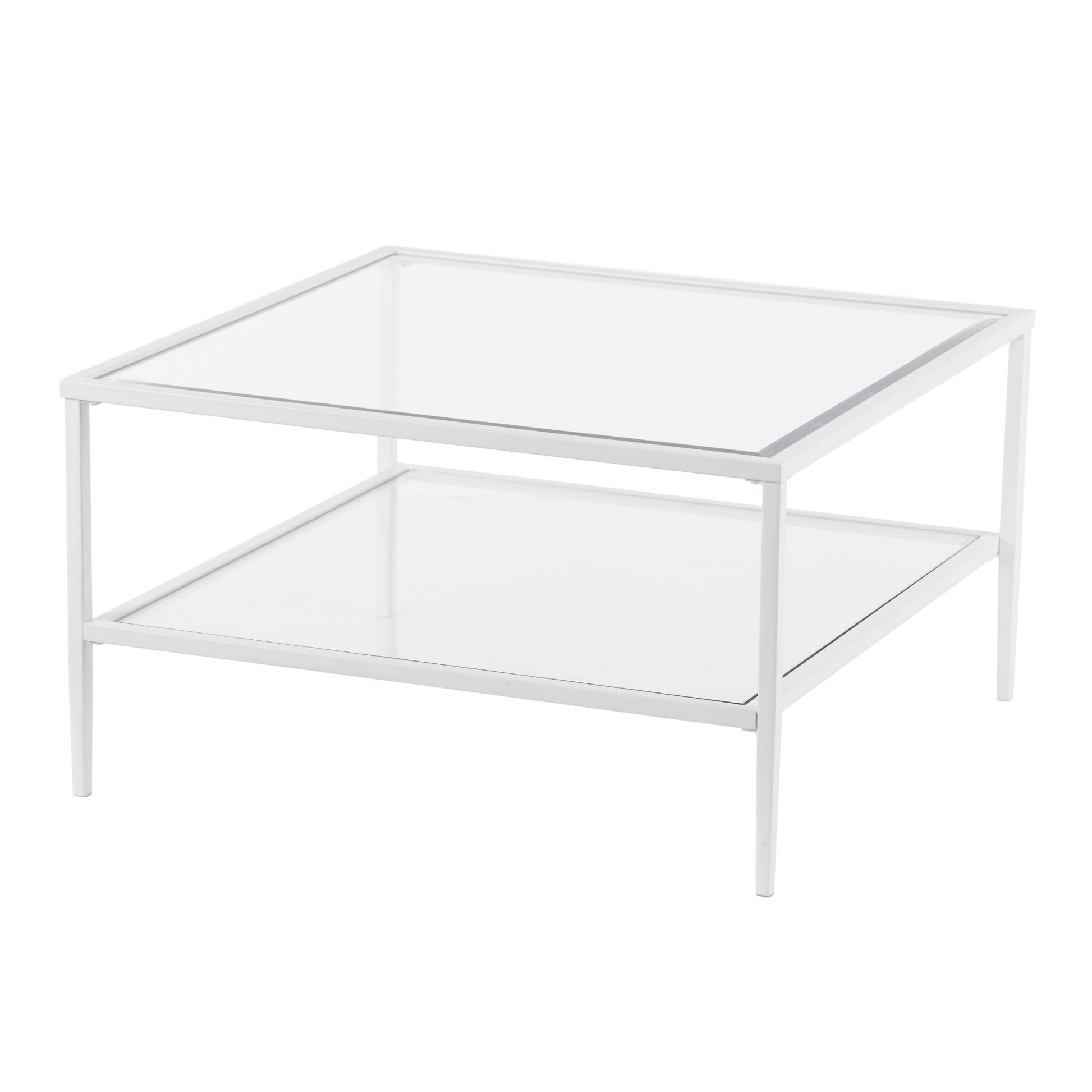 32" White Glass And Metal Square Coffee Table By Homeroots | Coffee Tables | Modishstore - 7