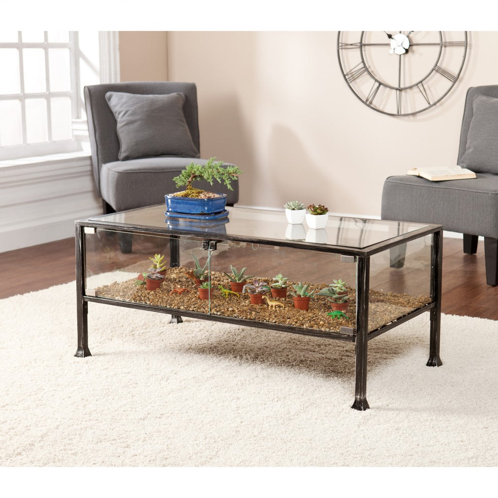 43" Black Glass And Metal Rectangular Coffee Table By Homeroots | Coffee Tables | Modishstore - 4