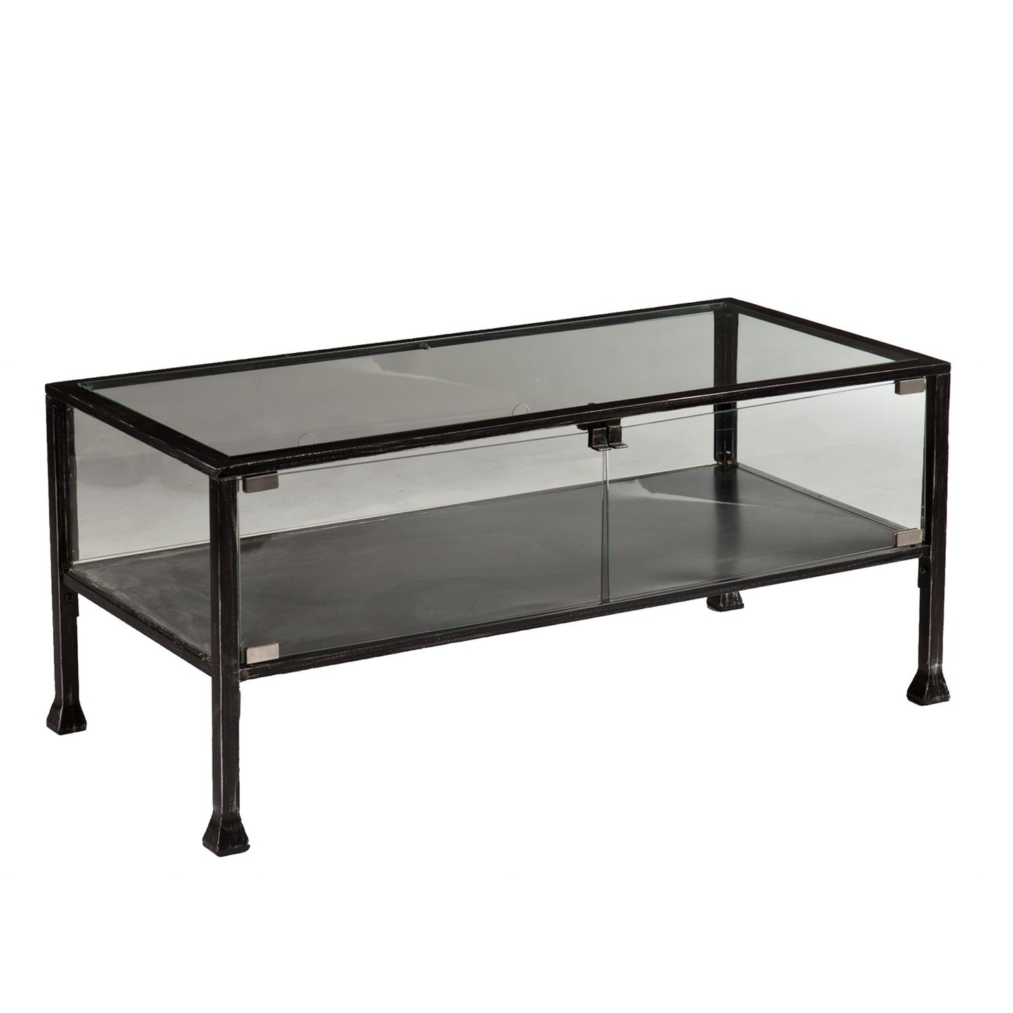 43" Black Glass And Metal Rectangular Coffee Table By Homeroots | Coffee Tables | Modishstore - 5