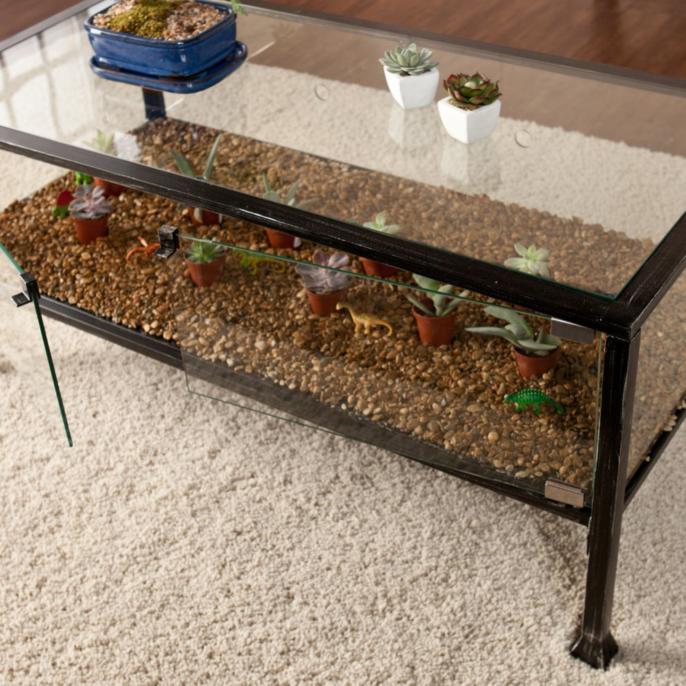 43" Black Glass And Metal Rectangular Coffee Table By Homeroots | Coffee Tables | Modishstore - 8