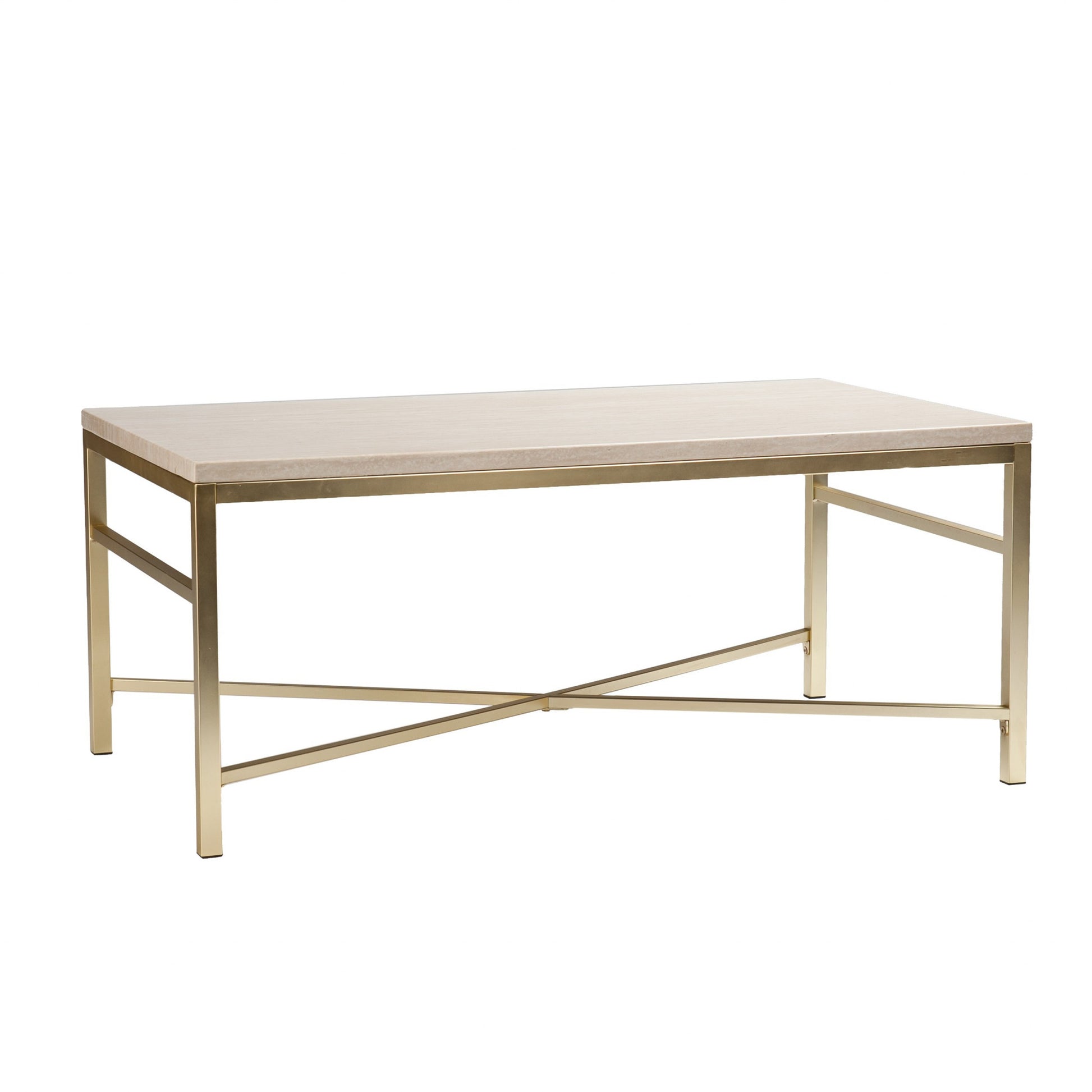 42" Off White Manufactured Wood And Metal Rectangular Coffee Table By Homeroots | Coffee Tables | Modishstore - 2