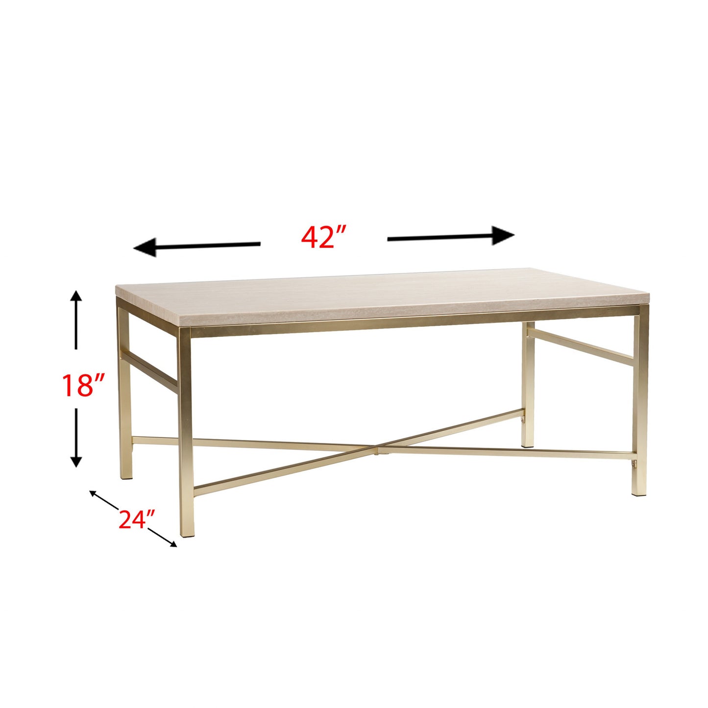 42" Off White Manufactured Wood And Metal Rectangular Coffee Table By Homeroots | Coffee Tables | Modishstore - 3