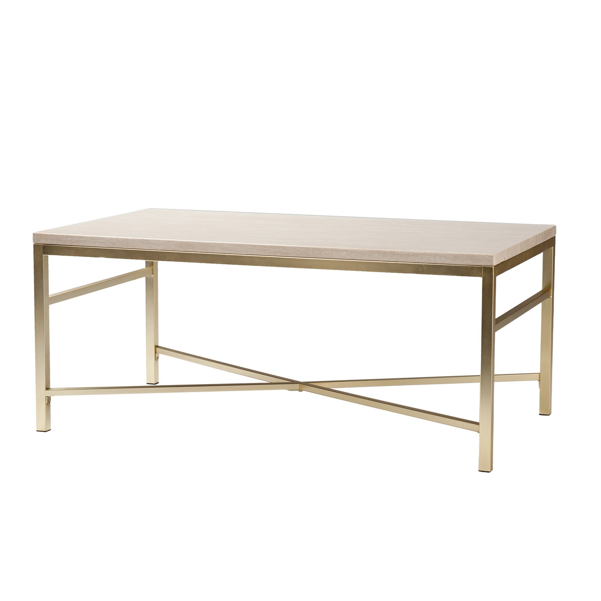 42" Off White Manufactured Wood And Metal Rectangular Coffee Table By Homeroots | Coffee Tables | Modishstore - 4